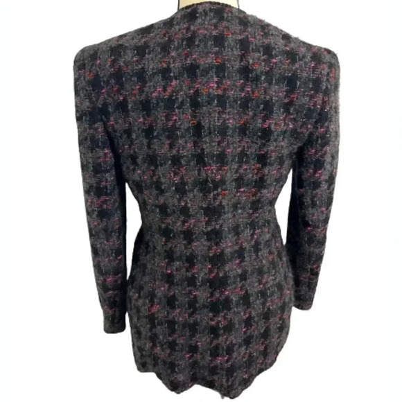 Dana Buchman Blazer Vintage wool tweed style black & gray  long button size 6 by - Picture 4 of 14